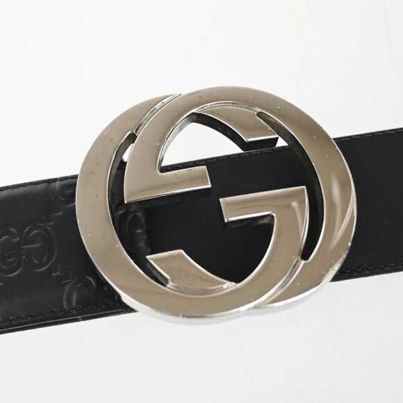 GUCCI Interlocking G Guccissima Signature Belt Size 80/32 Leather BK SHW - Picture 7 of 11